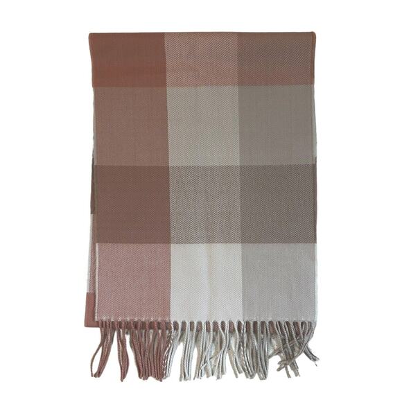 Cashmere Plaid Scarf Quiet Luxury Soft Capsule Parisian Old Money Preppy Earthy - Picture 1 of 3